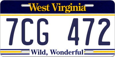 WV license plate 7CG472
