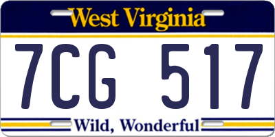 WV license plate 7CG517