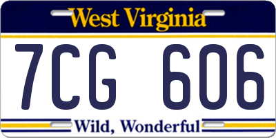 WV license plate 7CG606