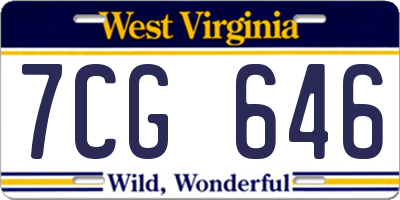 WV license plate 7CG646