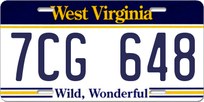 WV license plate 7CG648