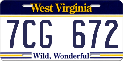 WV license plate 7CG672