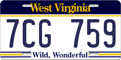 WV license plate 7CG759