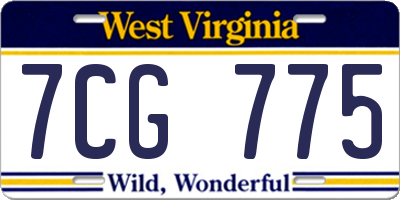 WV license plate 7CG775