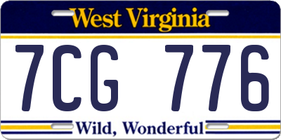 WV license plate 7CG776