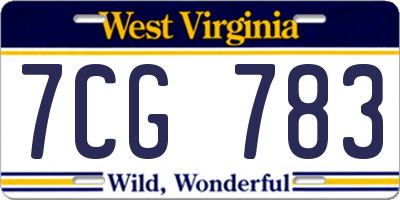 WV license plate 7CG783