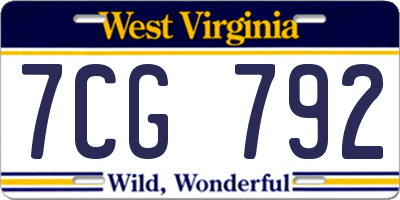 WV license plate 7CG792
