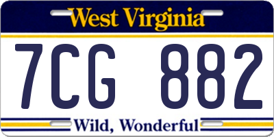 WV license plate 7CG882