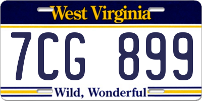 WV license plate 7CG899