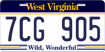 WV license plate 7CG905