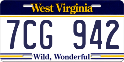 WV license plate 7CG942