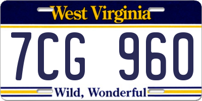 WV license plate 7CG960