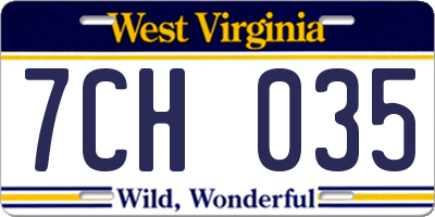 WV license plate 7CH035