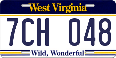 WV license plate 7CH048