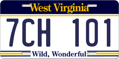 WV license plate 7CH101