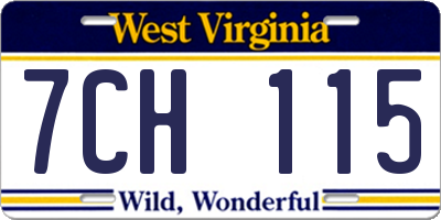 WV license plate 7CH115