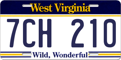 WV license plate 7CH210