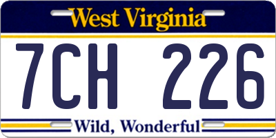 WV license plate 7CH226