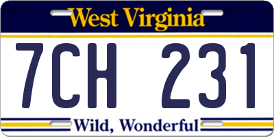 WV license plate 7CH231
