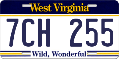 WV license plate 7CH255