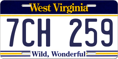 WV license plate 7CH259