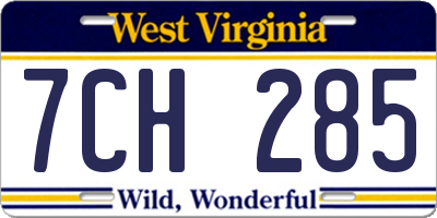 WV license plate 7CH285