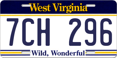 WV license plate 7CH296