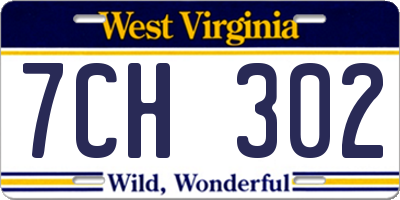 WV license plate 7CH302
