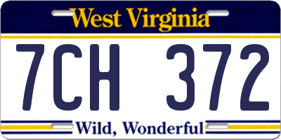 WV license plate 7CH372