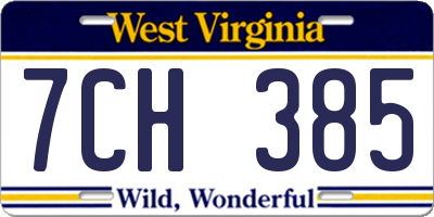 WV license plate 7CH385