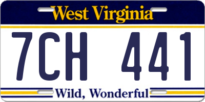 WV license plate 7CH441