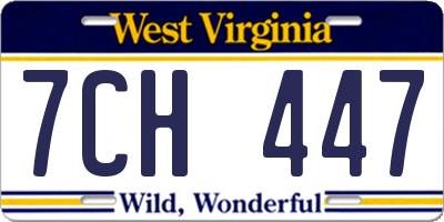 WV license plate 7CH447