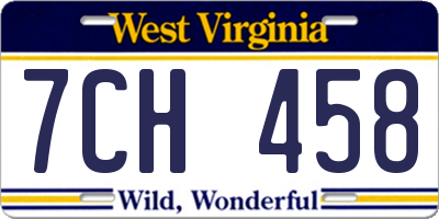 WV license plate 7CH458