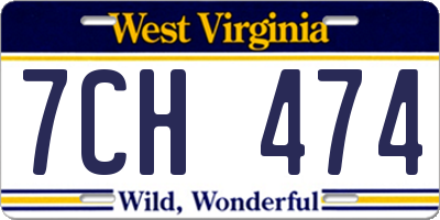 WV license plate 7CH474