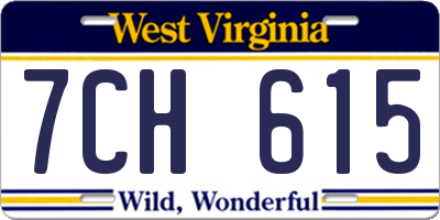 WV license plate 7CH615