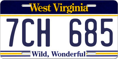 WV license plate 7CH685