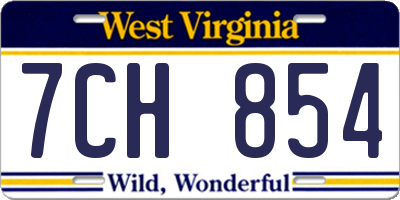 WV license plate 7CH854