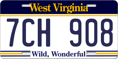 WV license plate 7CH908