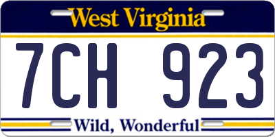 WV license plate 7CH923