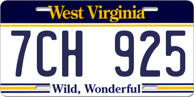 WV license plate 7CH925