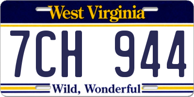WV license plate 7CH944