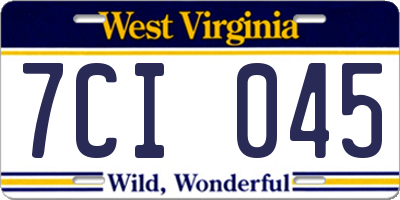 WV license plate 7CI045