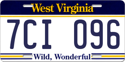 WV license plate 7CI096