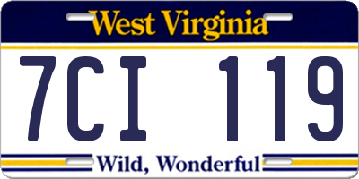 WV license plate 7CI119