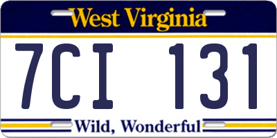 WV license plate 7CI131