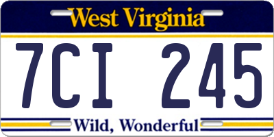 WV license plate 7CI245