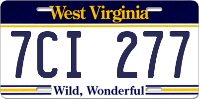 WV license plate 7CI277