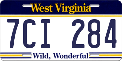 WV license plate 7CI284