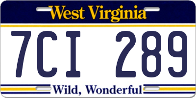 WV license plate 7CI289
