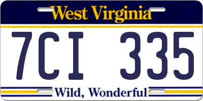 WV license plate 7CI335